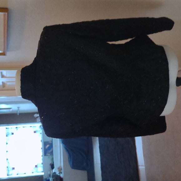 Vintage Black Tie Oleg Cassini black sequin blazer size 4P - Picture 4 of 10